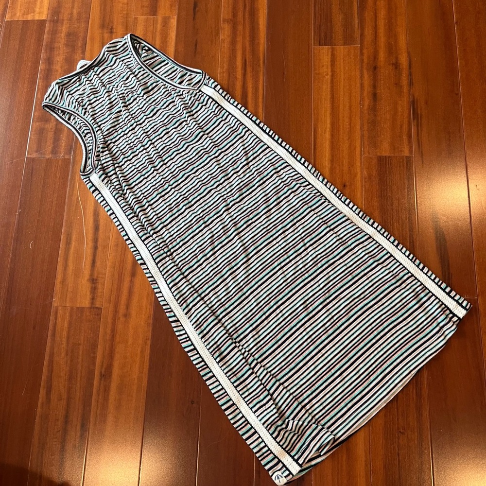 Splendid Gray Malin Dress Racer Stripe Ribbed Sleeveless Stretch Midi Size Small